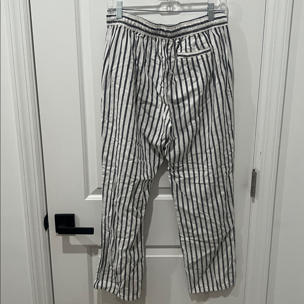 Hem White and Navy Vertical-Striped Straight-Leg Pants Size Medium‎ - Picture 5 of 6
